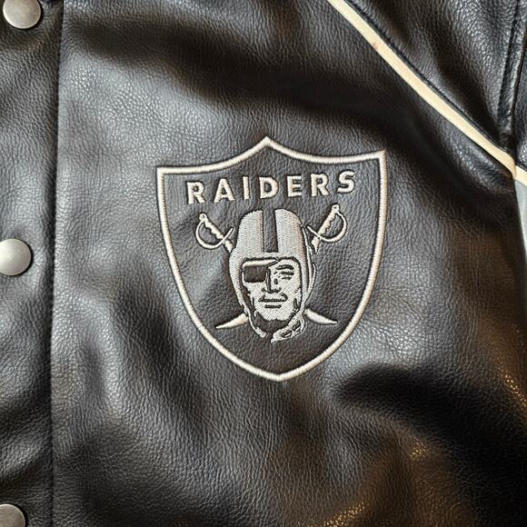 VTG NFL Oakland Raiders Men's Faux Leather Varsity Jacket XL AFC PATCH - Picture 2 of 12